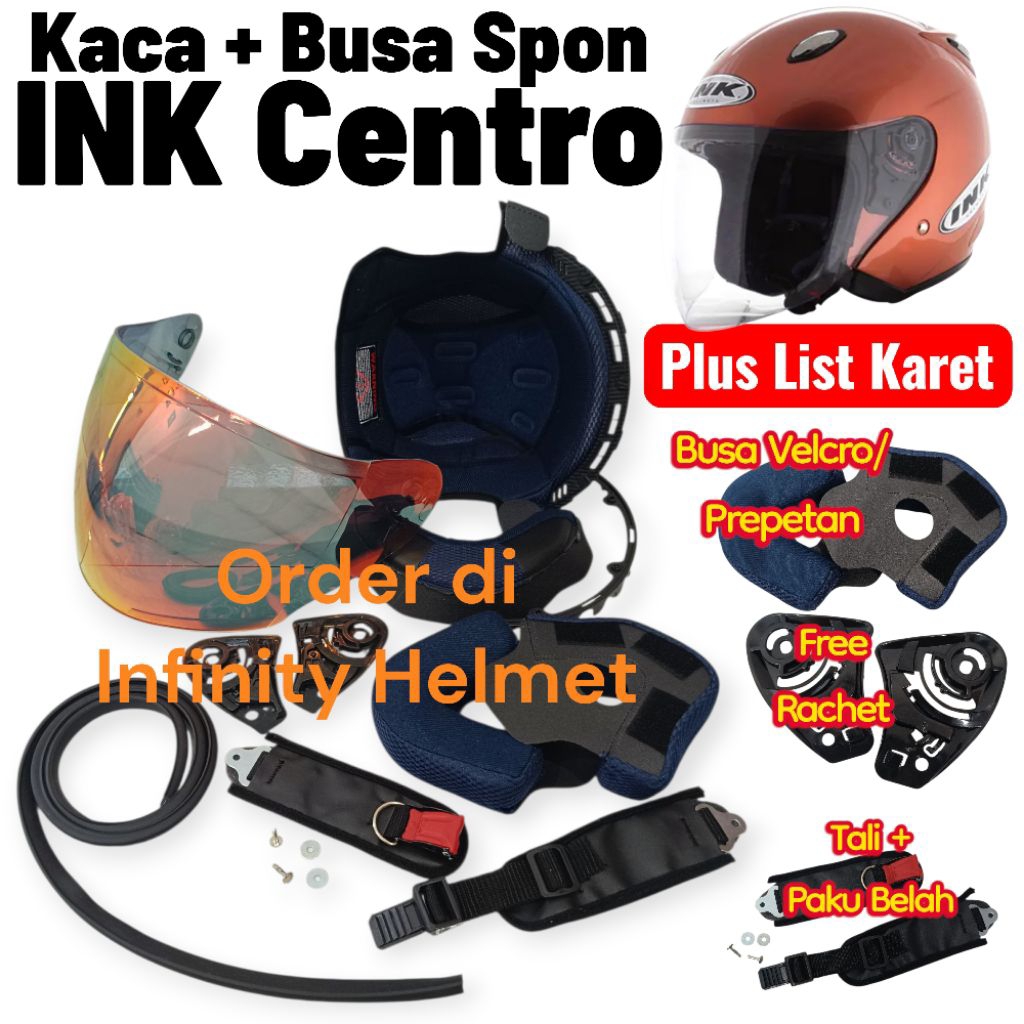 Paket Lengkap Kaca Visor Helm INK Centro Busa Spon Daleman Helm INK Centro INK Pluto