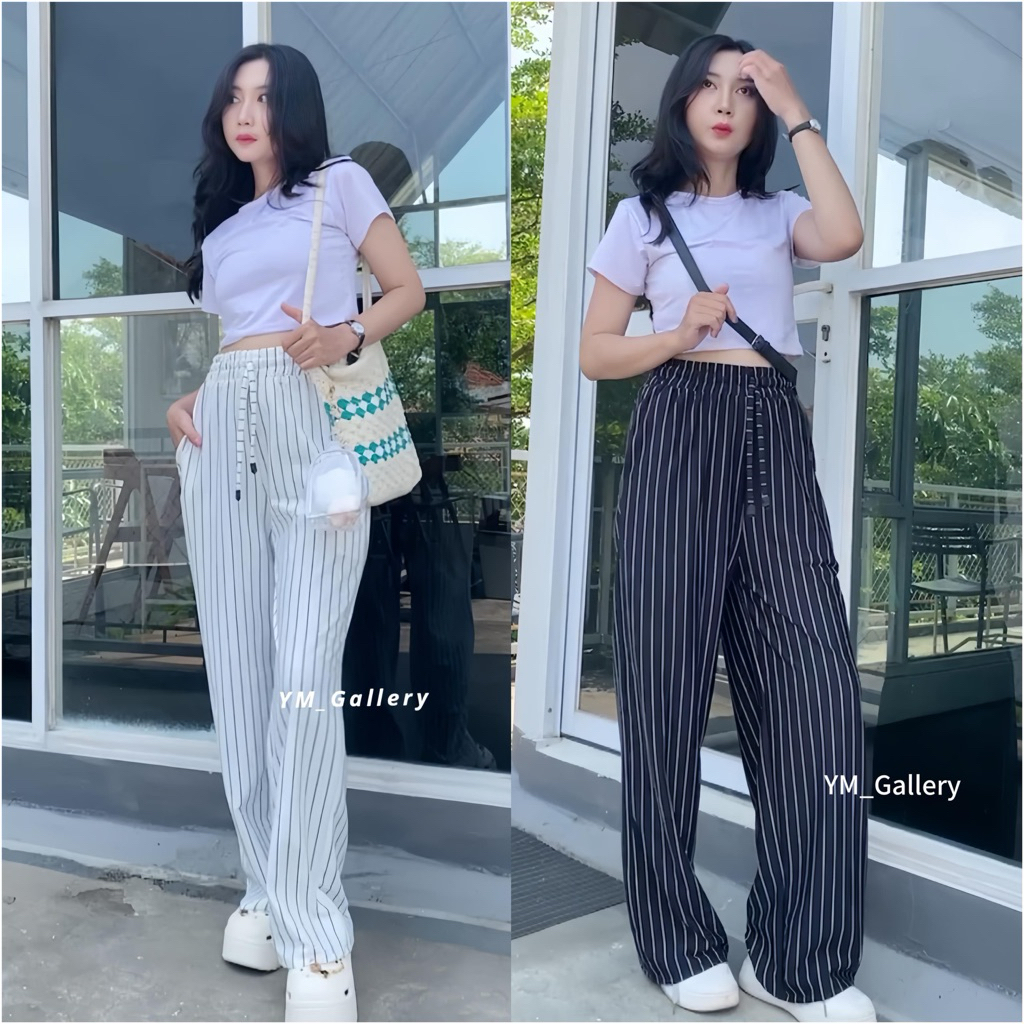 EVERYDAY PANTS - Stipe Pants Bangkok - Kulot Wanita Formal Casual