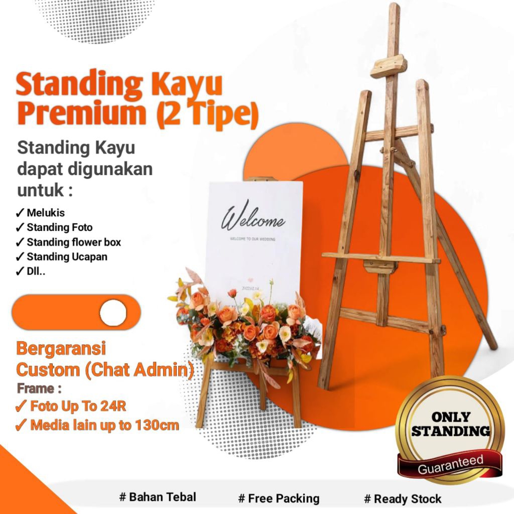 Tripot standing wooden Easel/Tripot stand foto/Tripot stand lukis/Tripot dekorasi