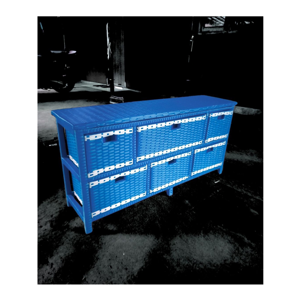 (Ready Stok) Lemari Rotan Sintetis 6 Laci//meja TV lemari laci rotan sintetis//Meja TV Rotan Model J
