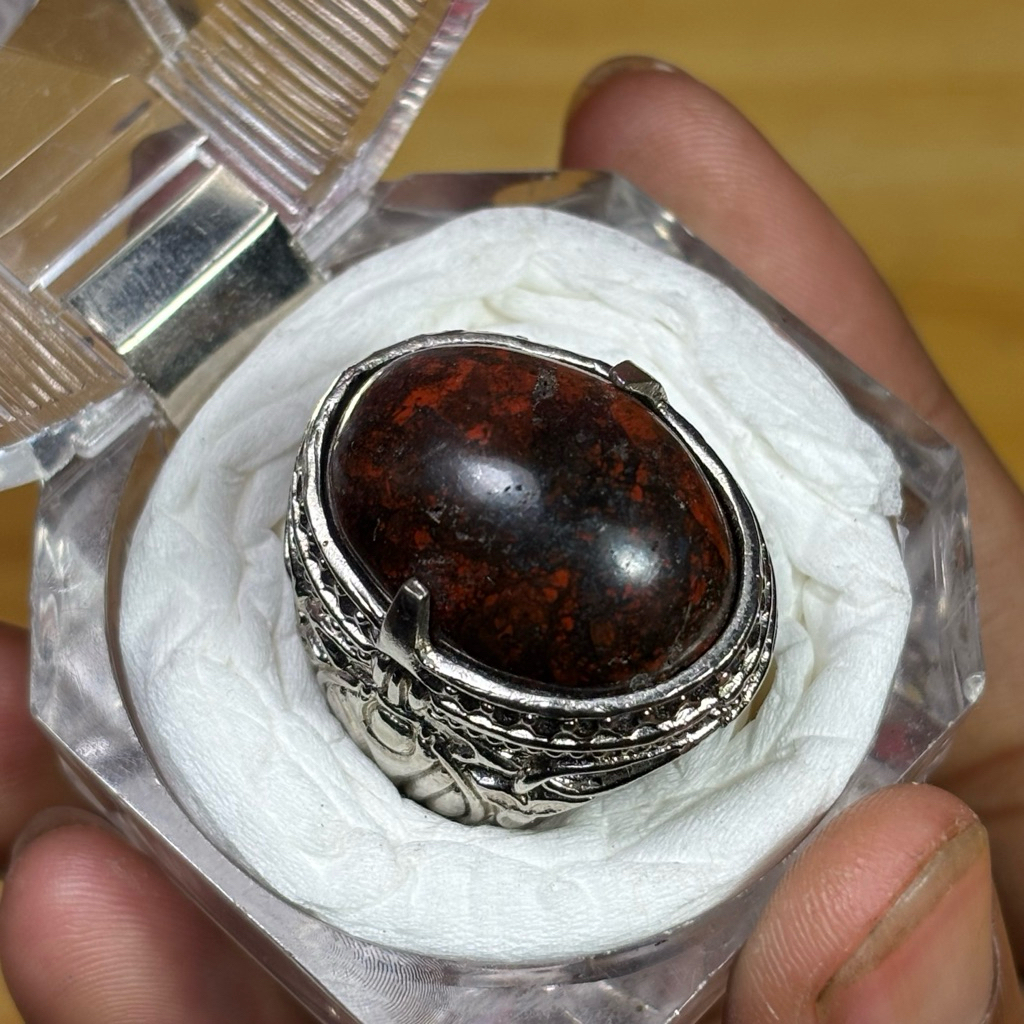 Cincin Batu Akik Natural (Asli) Badar Besi Kursani (COD) Dim Kantoran Ring Alpaka Nikel Super Top