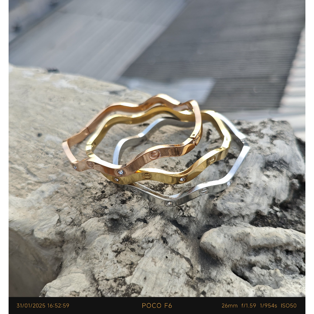 Gelang Nagita Model Gelombang - Gelang Titanium Wanita Model Gelombang - Gelang Titanium Korean