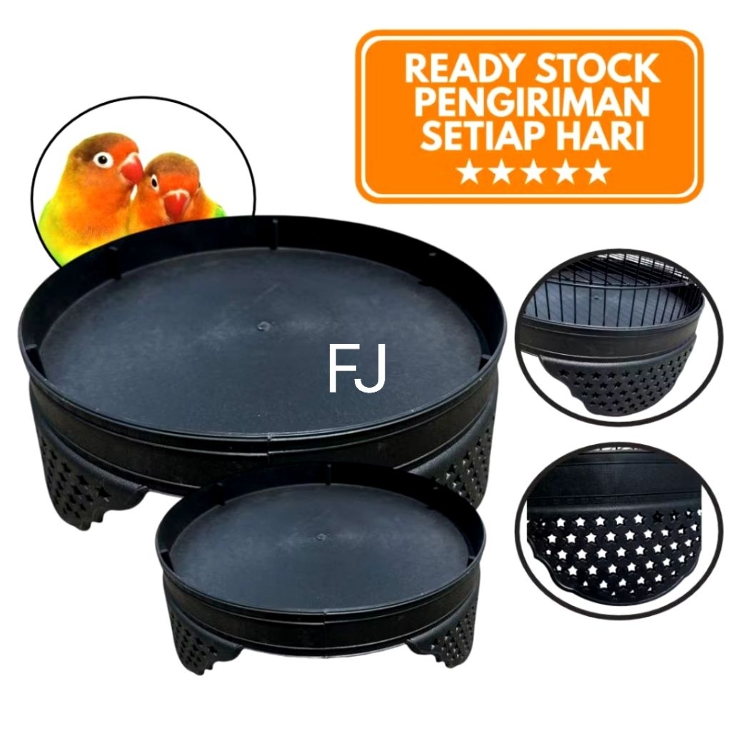 Tebok Sangkar Kapsul Lovebird D33cm Plastik Tebal Bermotif, Untuk Alas Sangkar Besi No 1 Bonus klem