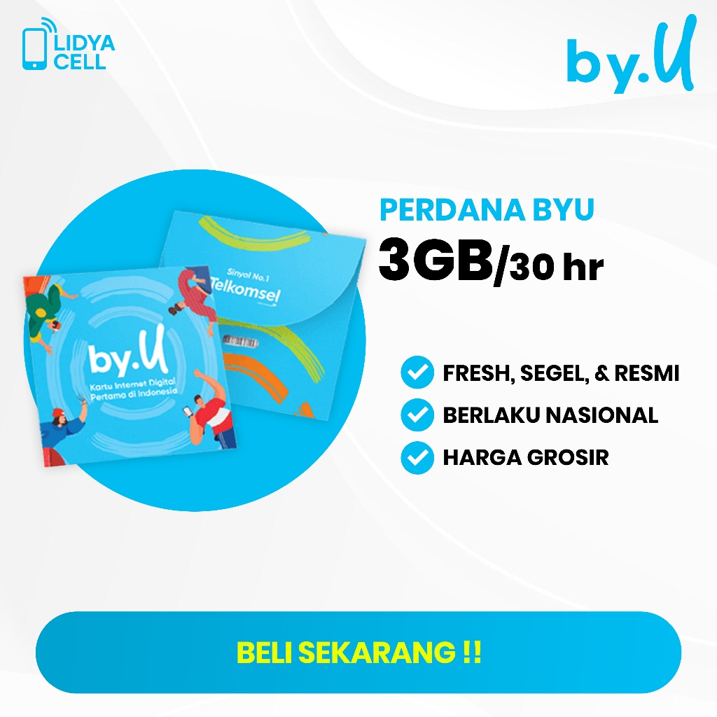 KARTU PERDANA BYU TELKOMSEL PAKET DATA 3 GB 30 HARI
