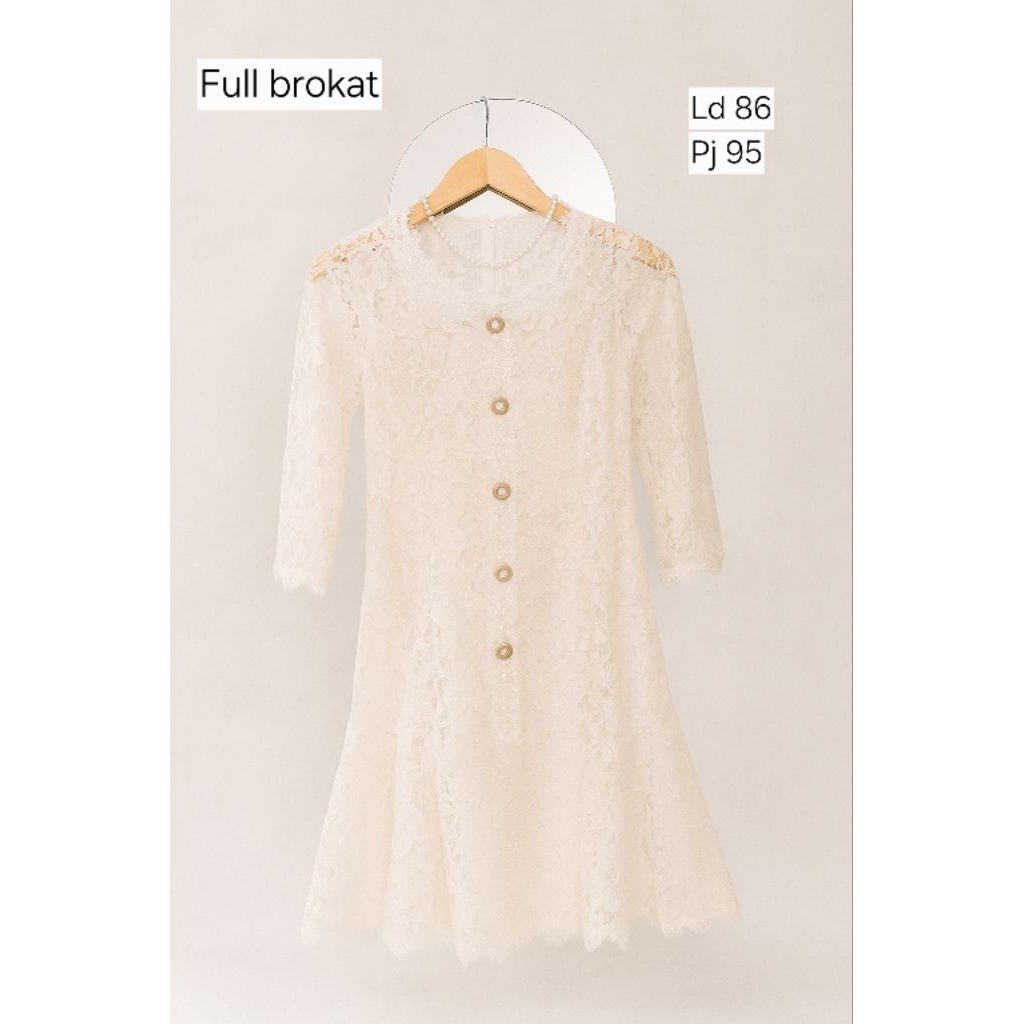 Dress brokat/brukat putih/Dress pendek