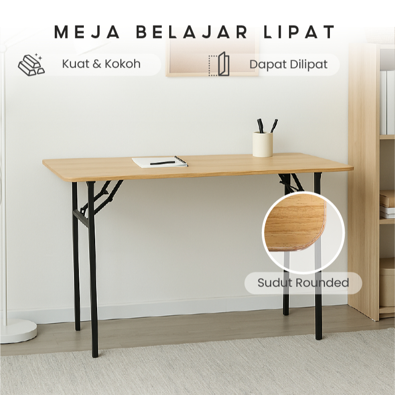 Meja Lipat Serbaguna Kaki Besi Meja Kayu Minimalis Meja Kantor Belajar Aesthetic