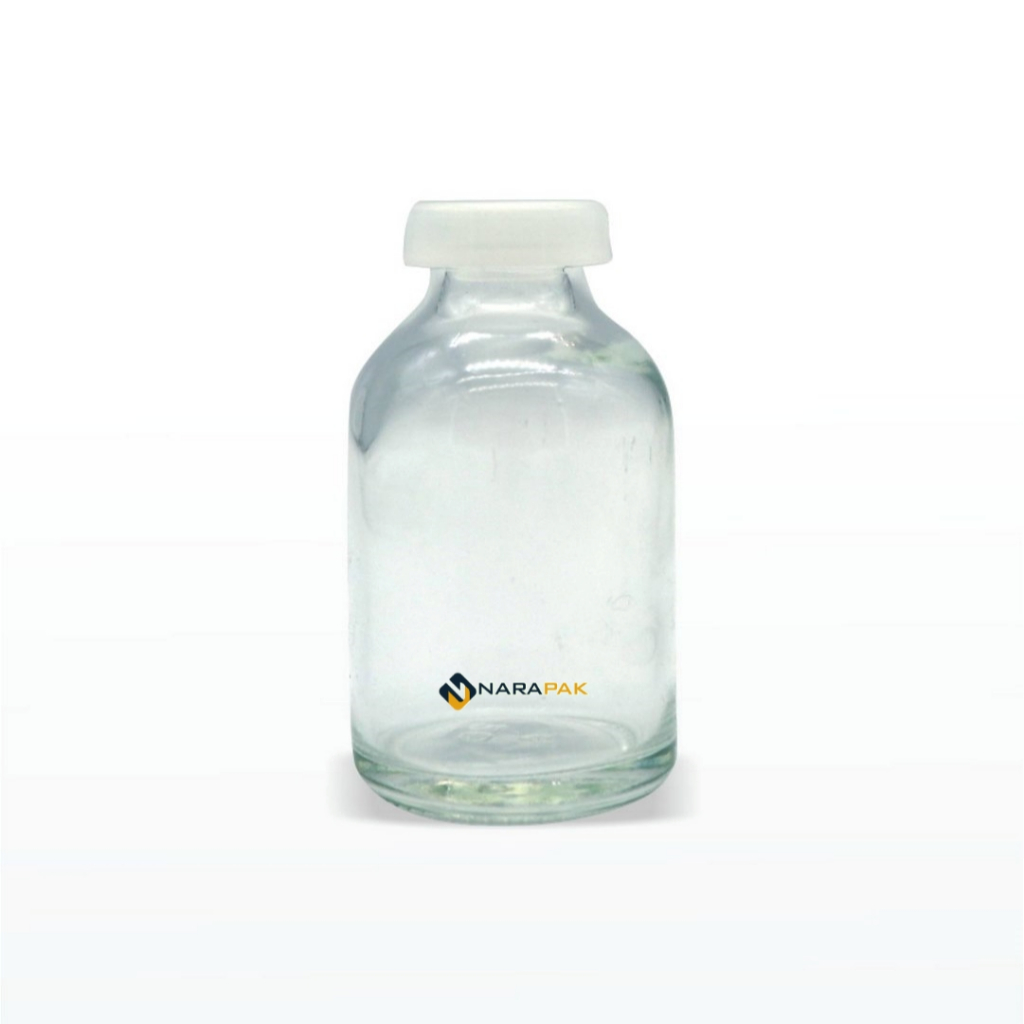 Botol Vial 15ml / 20ml Kaca Bening Tutup Bening Botol Obat Cairan Lab