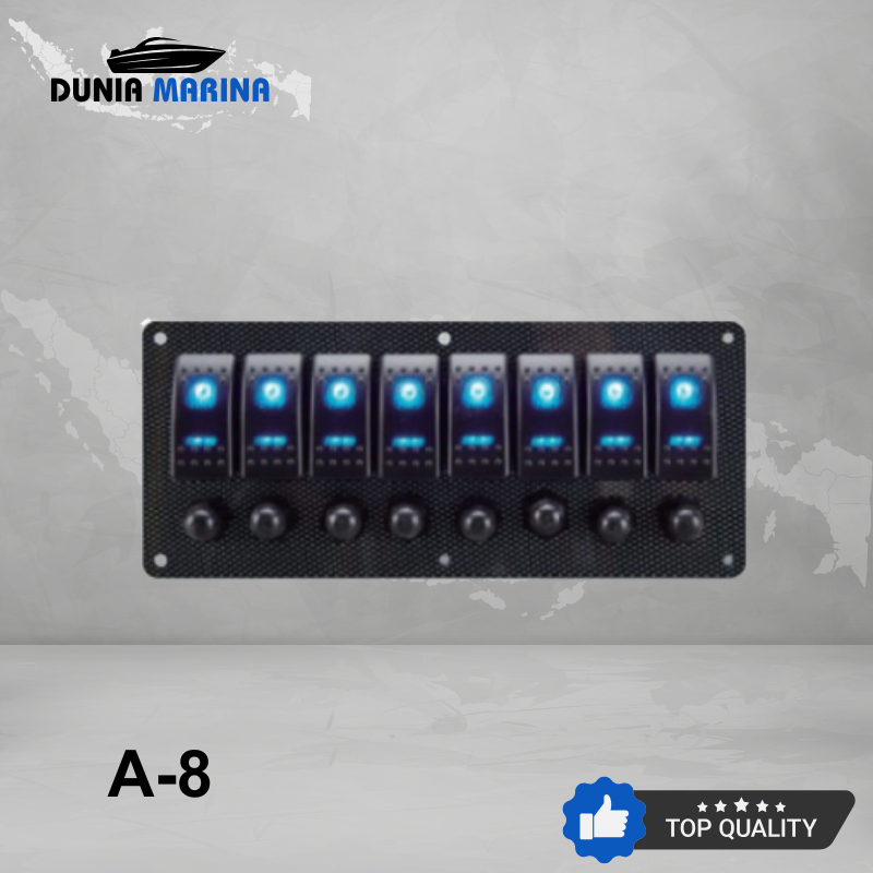 A-8G &A-8B_Saklar Switch Panel 8 Gang With Led Switch