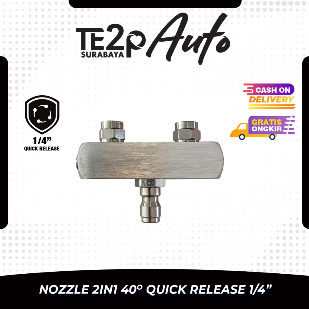 Te2p Auto Nozzle Tip 2in1 40° Ujung Semprotan Gun Penyemprot Nosel 2 Mata Quick Release Adaptor 1/4"