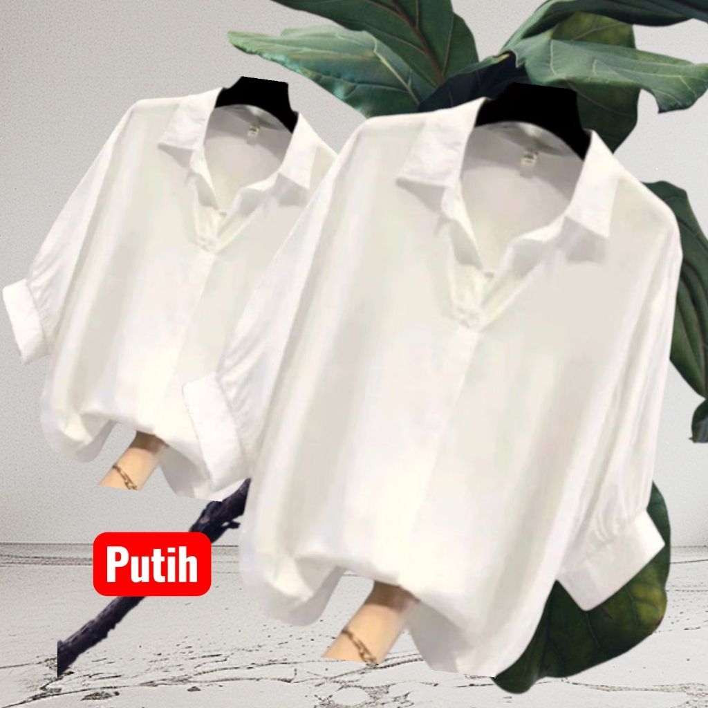 Atasan wanita blouse leher V ruffle ballon / Blus wanita korean style lengan 7/8 / Baju wanita  terb