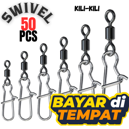 Swivel 50pcs Kili-kili Snaplock Snap Konektor Pancing / Snap Pancing Kuat Anti Karat