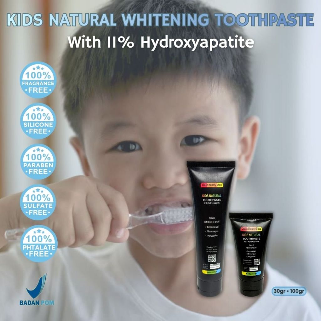 Green Mommy Shop | Pasta Gigi Anak Natural 30g/100g | Nano Hydroxyapatite | Tanpa Fluorida & SLS