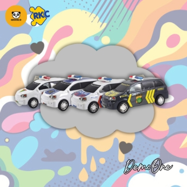 DEMOONE Cod Mainan Anak Mobil Polisi Avanza Plastik Putih Mobil Avanza Polisi RKC02061-1