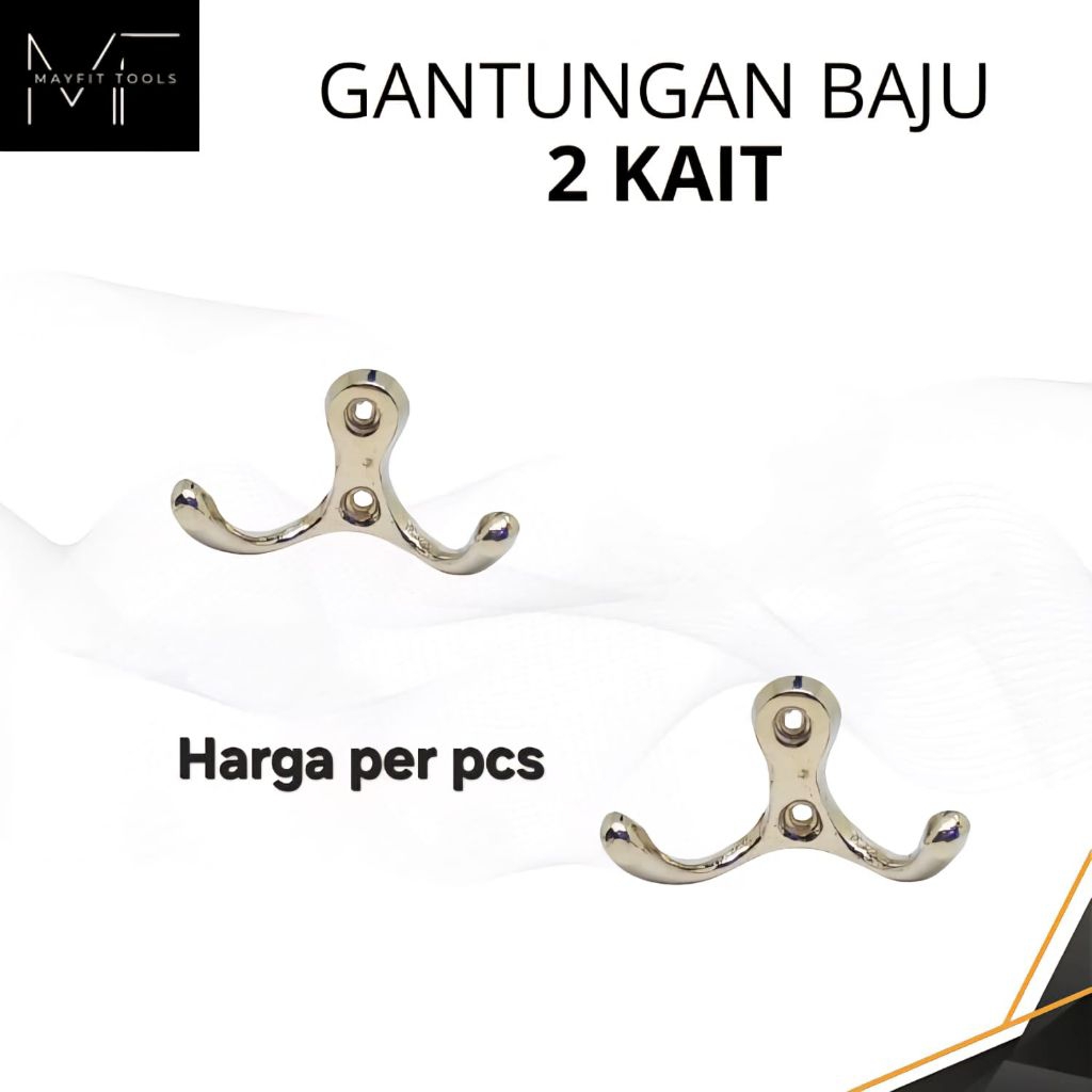 Cantolan Baju Gantungan Baju kapstok 2 Kait Stainles