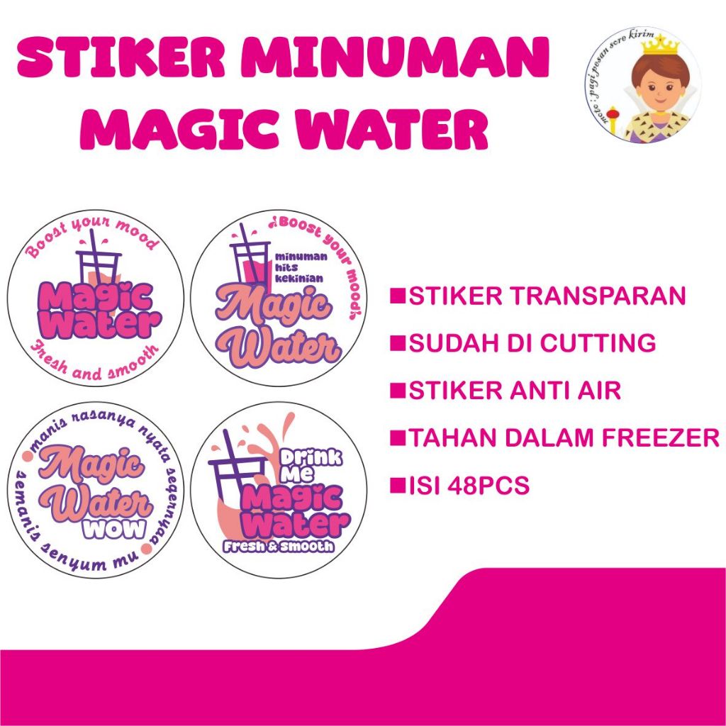 STIKER GELAS CUP MINUMAN | STIKER GELAS MINUMAN MAGIC WATER | STIKER TRANSPARAN