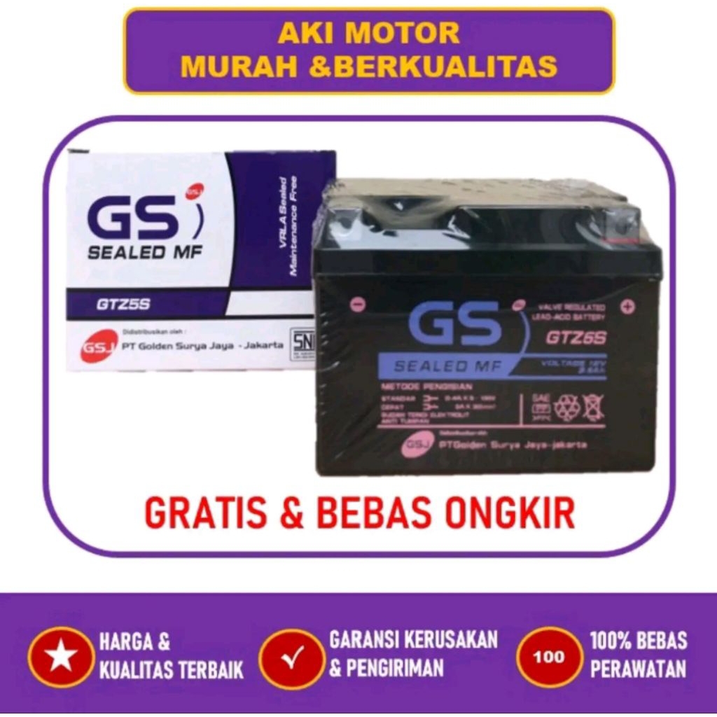 Aki Accu Kering GS Motor Honda beat Scoopy Vario 110 Yamaha