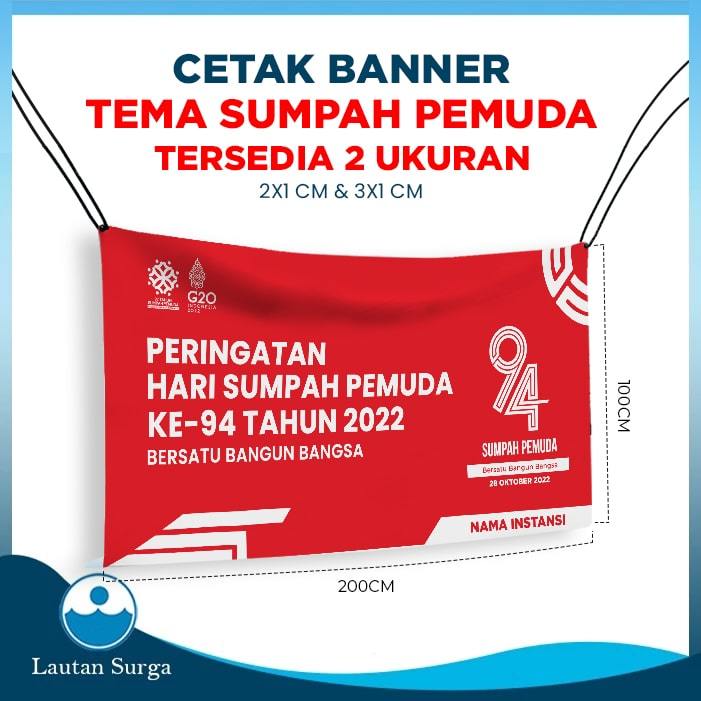 Cetak Spanduk Baliho Sumpah Pemuda | Bahan Flexi 280gsm Custom 2x1 3x1 Meter
