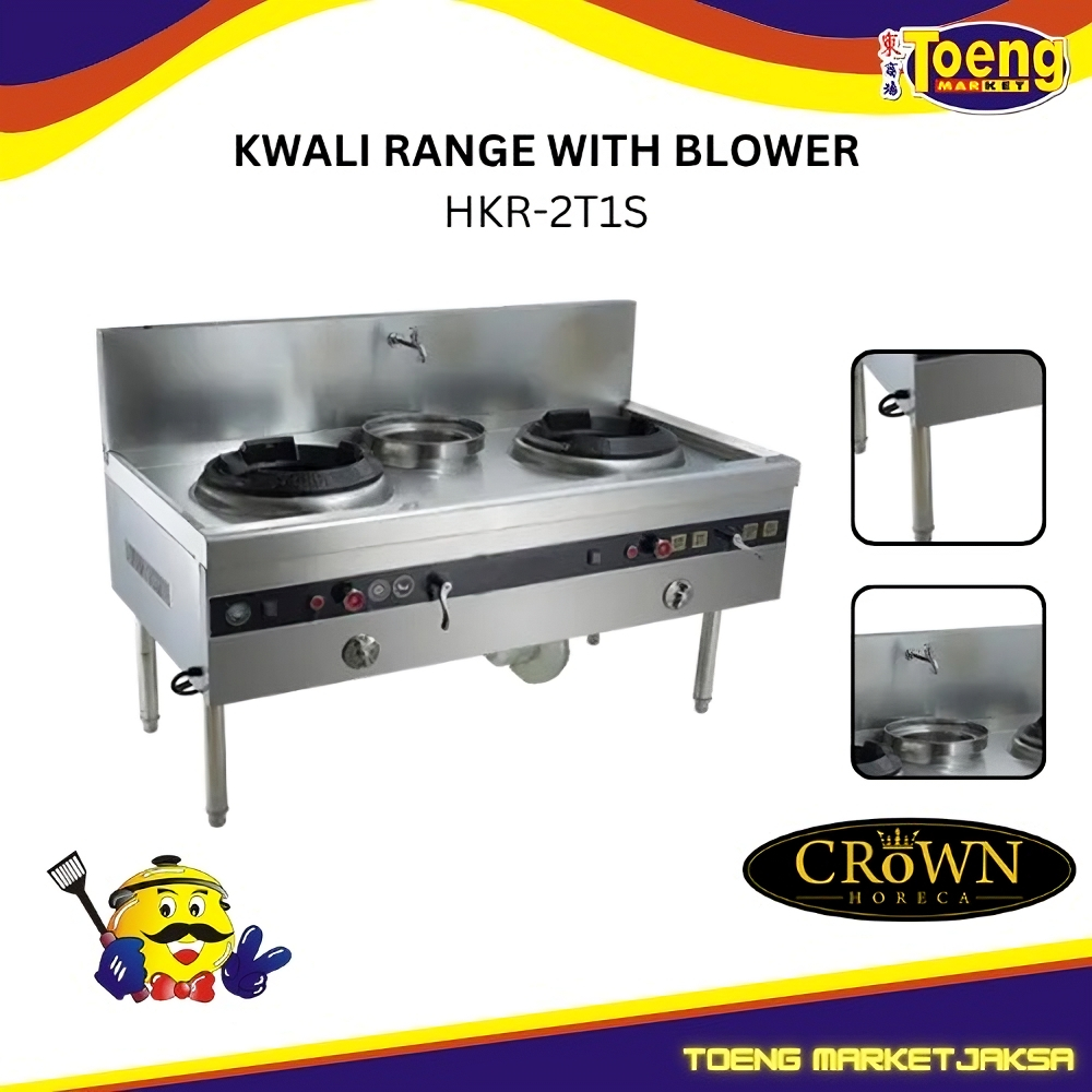 Kompor Kwali Range 2 Tungku dengan Blower HKR-2T1S - GAS KWALI RANGE 2 BURNER W/ 1 SOUP POT HKR-2T1S