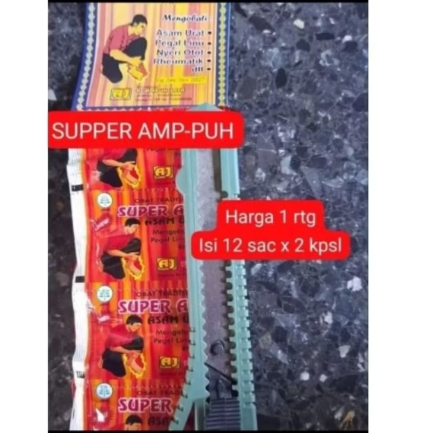 SuperAmpuh Isi 12sachet SA - SuperKecetitOri FluTulang - SUPER KECETET ASAM URAT ASLI Super Mujarab