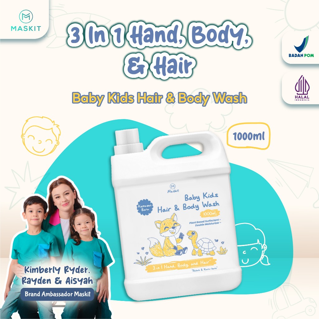 Baby Kids Hair & Body Wash Sabun Shampoo Bayi Maskit 1000ml