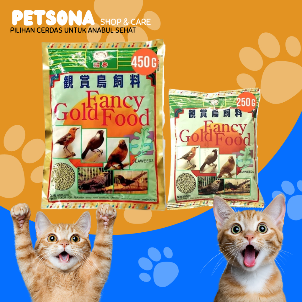Fancy Gold Food 450gr Pakan Burung Murai Kacer Jalak Pur Seaweed Rumput Laut 450 Gr