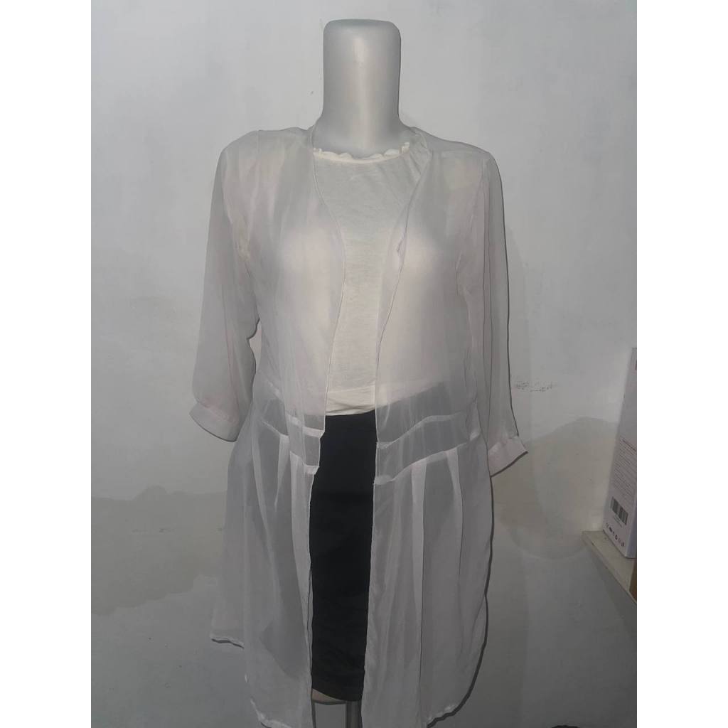 Crop Atasan Polos Putih / Outer Putih tipis