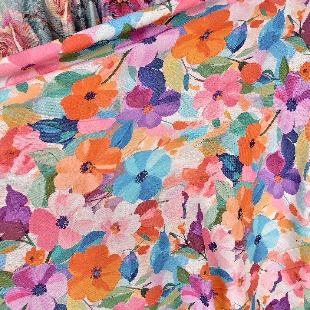 KAIN RAYON VISCOSE PREMIUM MOTIF BUNGA BESAR - KAIN RAYON MOTIF KEMBANG BESAR HARGA /0,5M