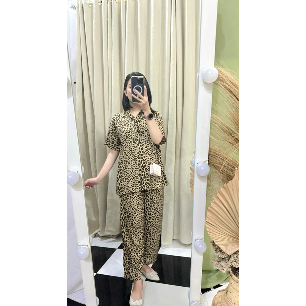 setelan leopard sale/ setelan rayon wanita terbaru