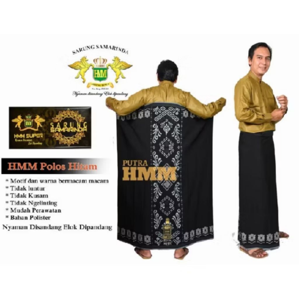 sarung Samarinda HMM 2001 dewasa original tanpa dus warna coklat  tidak mudah kusut bahan licin jatu