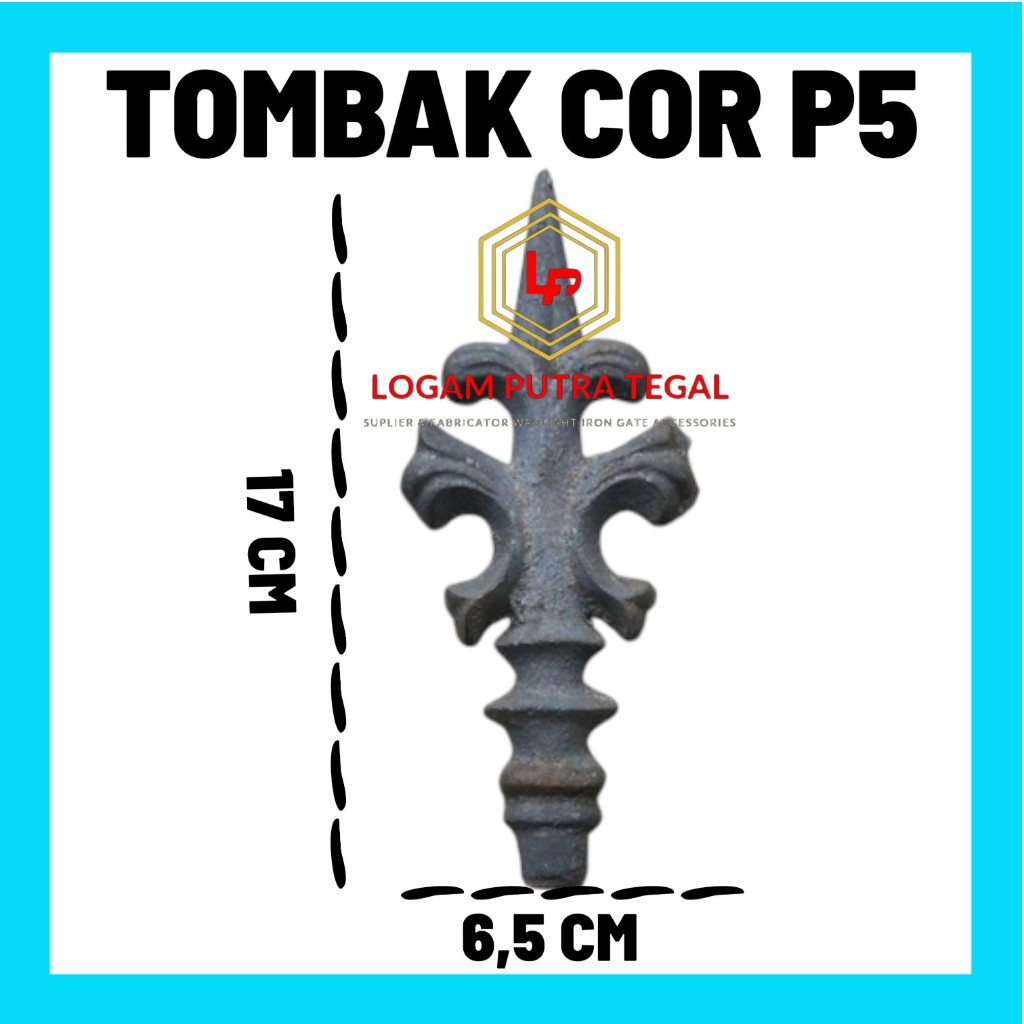 Ornamen tombak pagar besi cor model P5 | Tumbak pagar besi cor | Aksesoris pagar besi