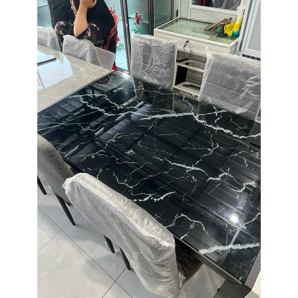 Set meja makan kaca / Set meja makan kaca mewah