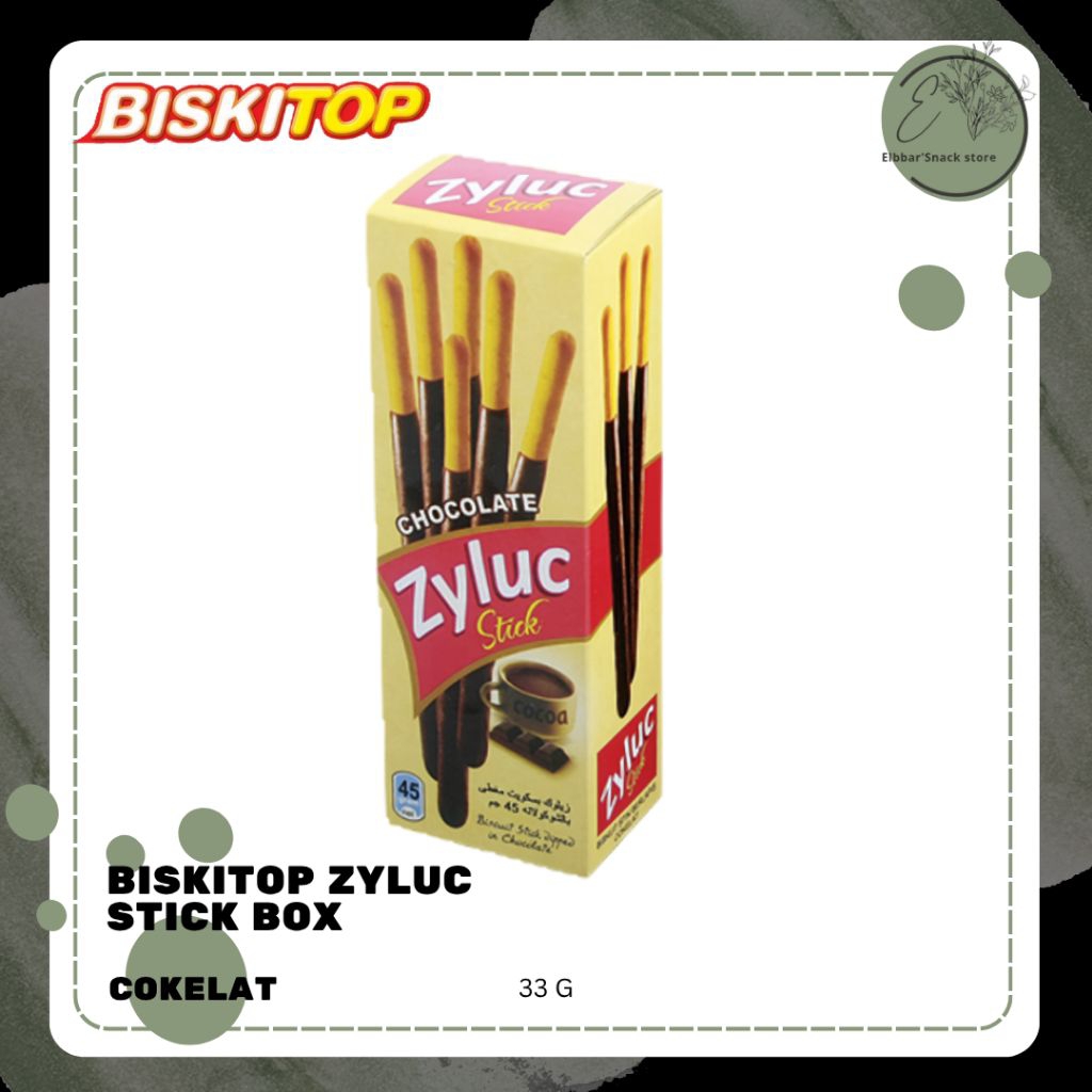 BISKITOP - Zyluc Stick Coklat Box 33g Biskuit Stick Kue Kering Stick Anak Dewasa Enak Renyah Coklat