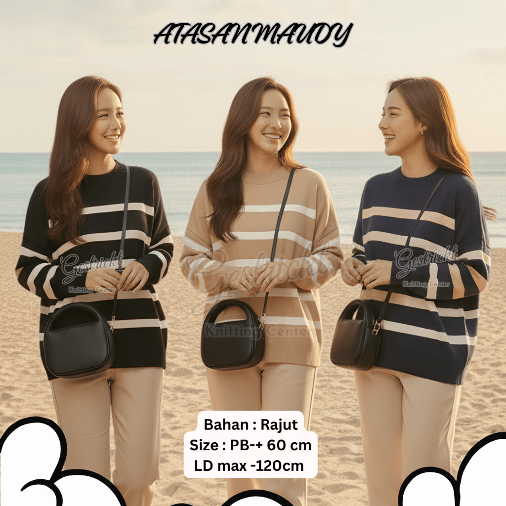 SWEATER MAUDY RAJUT GARIS KNIT JUMBO #GESTRICK