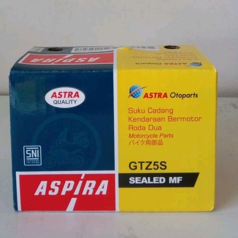 Aki GTZ5S SEALED MF Aspira Aki Accu Kering Motor Vario Beat Supra Revo 100% Original Murah