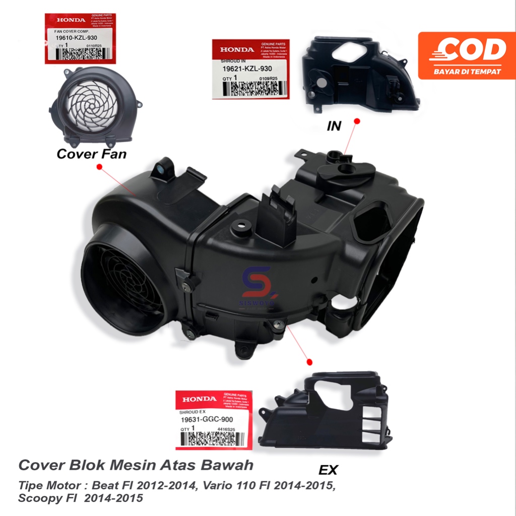 cover mesin beat vario scoopy fi tipe stater kasar tahun 2012 sd 2014 ORIGINAL AHM