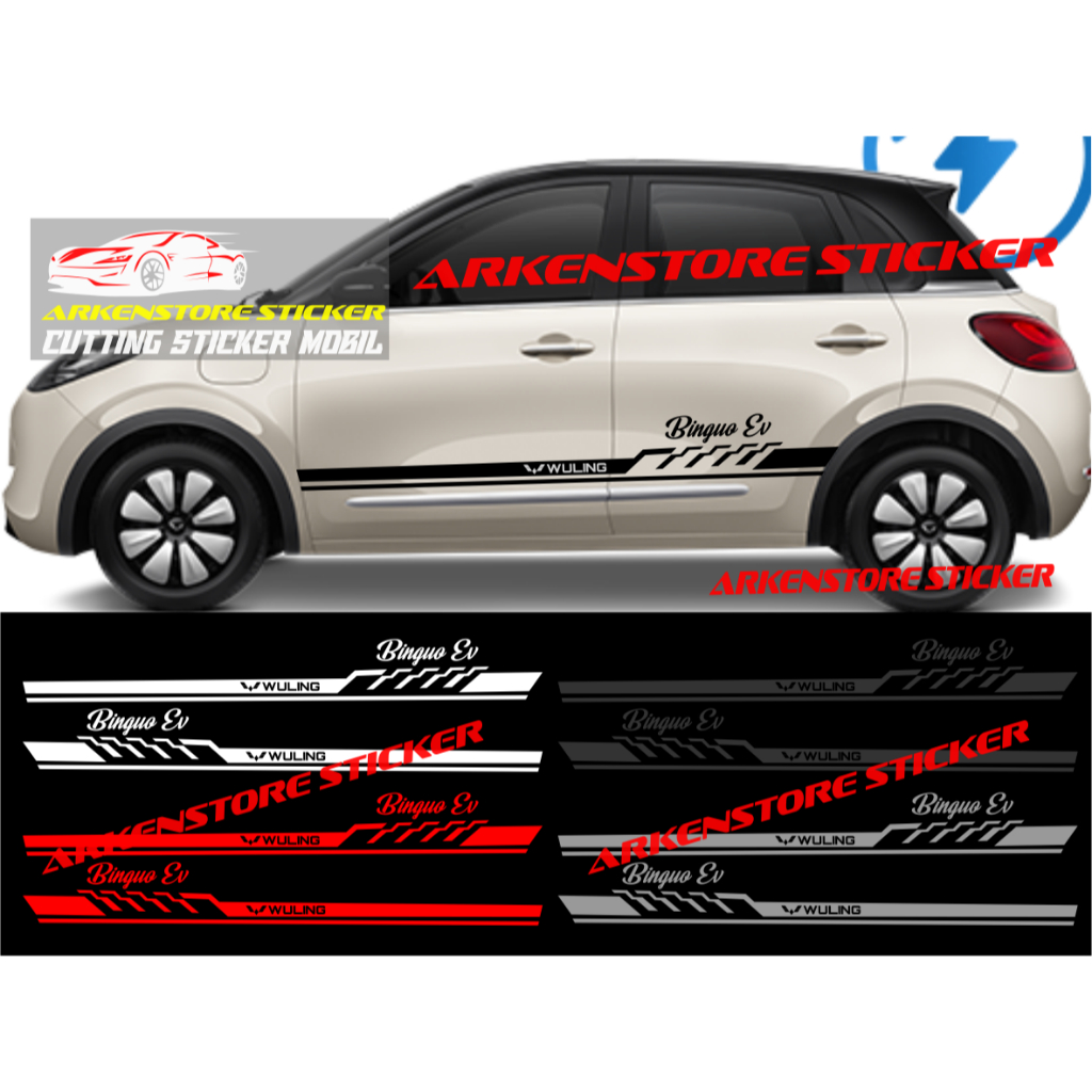 Promo sticker mobil binguo ev cutting sticker stiker mobil wuling binguo ev stiker binguo ev