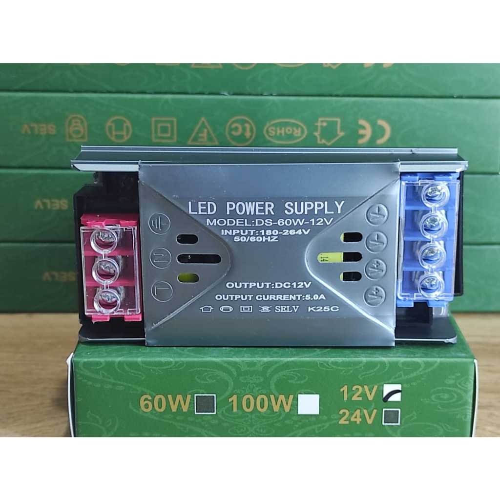 SLIM POWER SUPPLY LED 12V 5A 60WATT / LED POWER SUPPLY 12V 5A 60WATT
