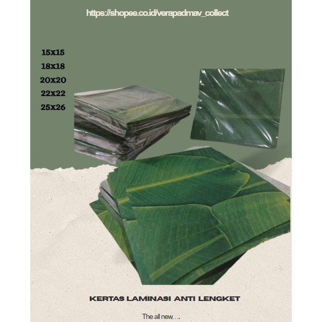 Kertas Nasi Laminasi Anti Lengket Motif Daun Pisang