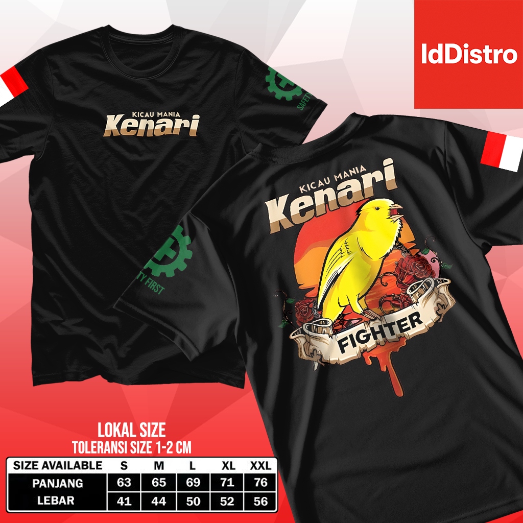 IdDistro Kaos Distro Motif Kenari Kicau Mania Bahan Semi Cotton Printing HD Unisex