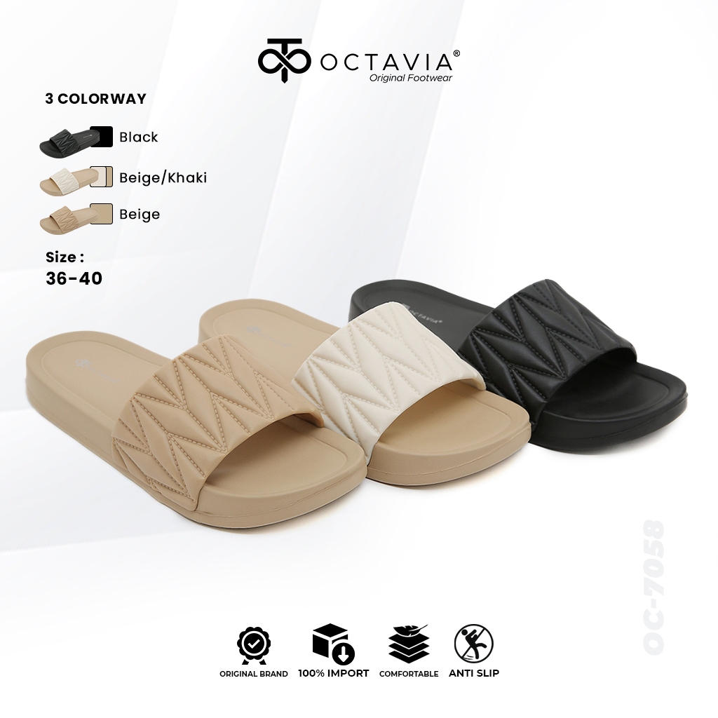 [ORIGINAL] OCTAVIA Sandal Slide Slip On Wanita #OC-7058 (FREE BOX)