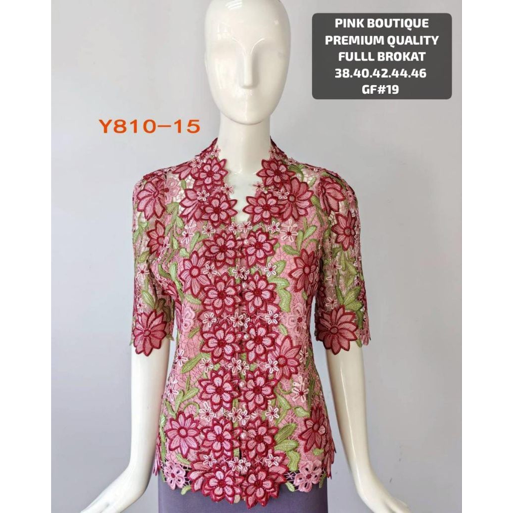 ATASAN BROKAT PINK BOUTIQUE CASUAL WANITA KEBAYA PREMIUM KANCING DEPAN PREMIUM PESTA KONDANGAN