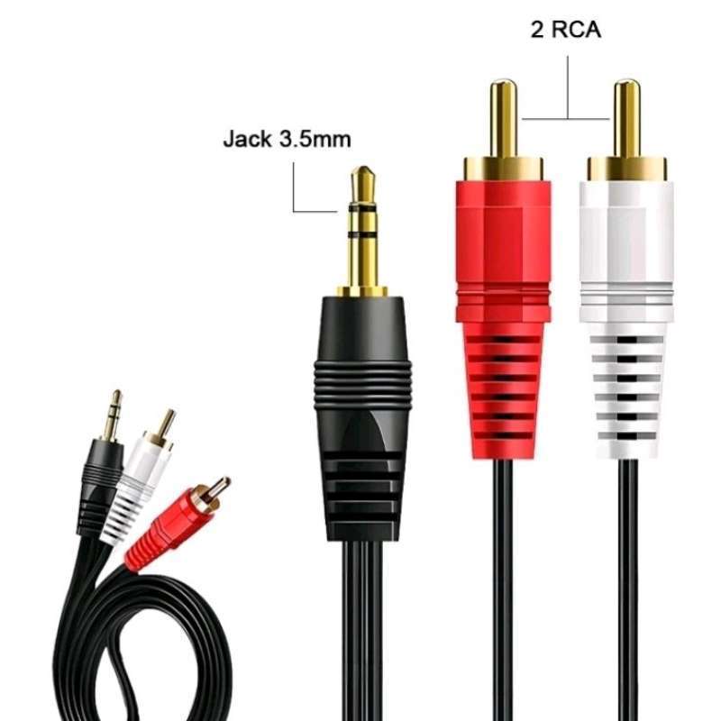 Kabel Audio RCA 2 in 1 Jack 3.5mm Kabel Rca 2in1 / Kabel RCA 2-1 / Kabel Aux 2in1