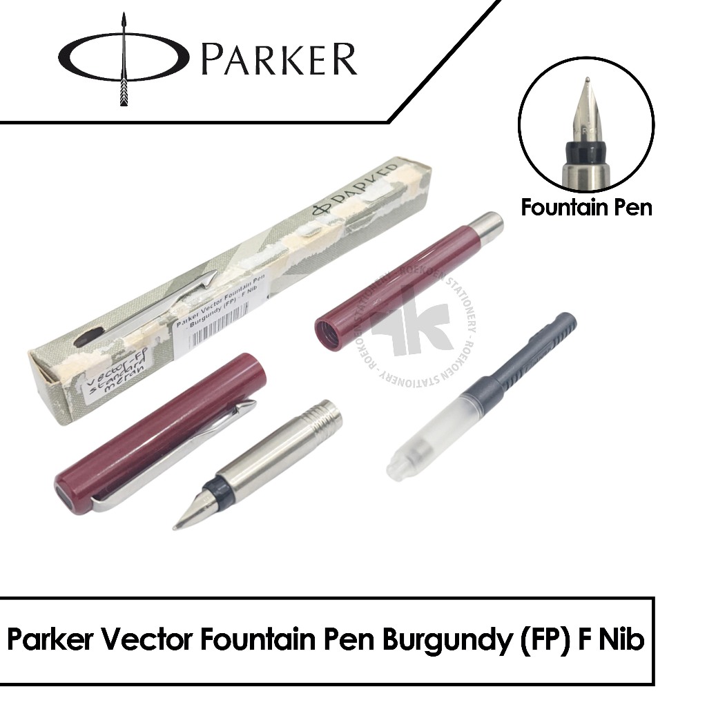 Parker Vector Fountain Pen Burgundy (FP) F Nib