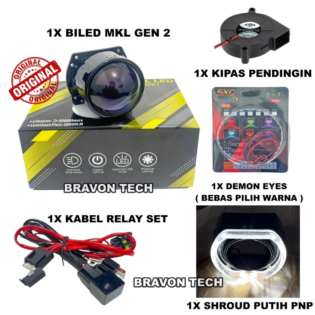 Biled Projector MKL 2,5 Inch Bluelens MKL Gen 1 Gen 2 Flat Cut Off 60 WATT Original MKL