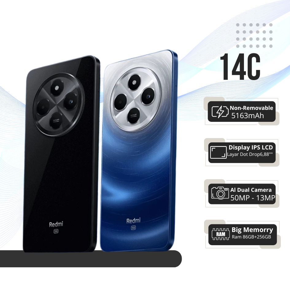 Handphone Redmi 14C Ram 8+256GB ANDROID NFC
