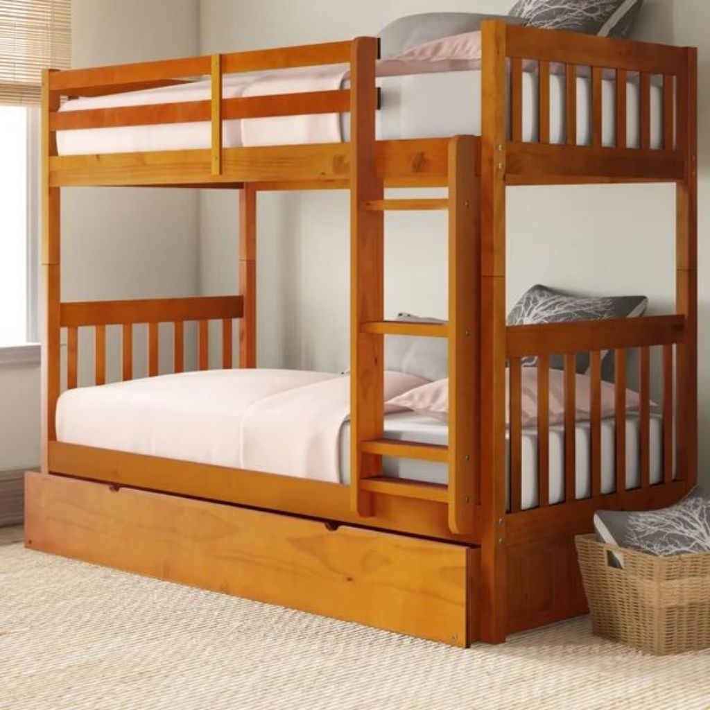 Ranjang tingkat 3 susun kayu jati