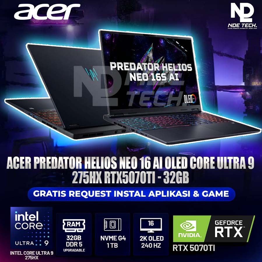ACER PREDATOR HELIOS NEO 16 AI OLED CORE ULTRA 9 275HX RTX5070TI