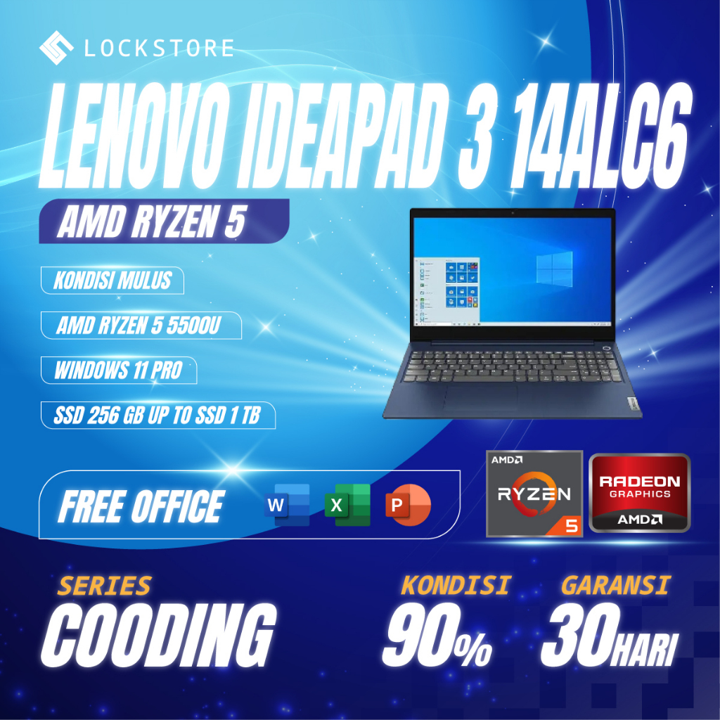 Lenovo ideapad 3 AMD ryzen 5 5500u | 12GB | SSD 1TB | VGA 2GB | 14inc