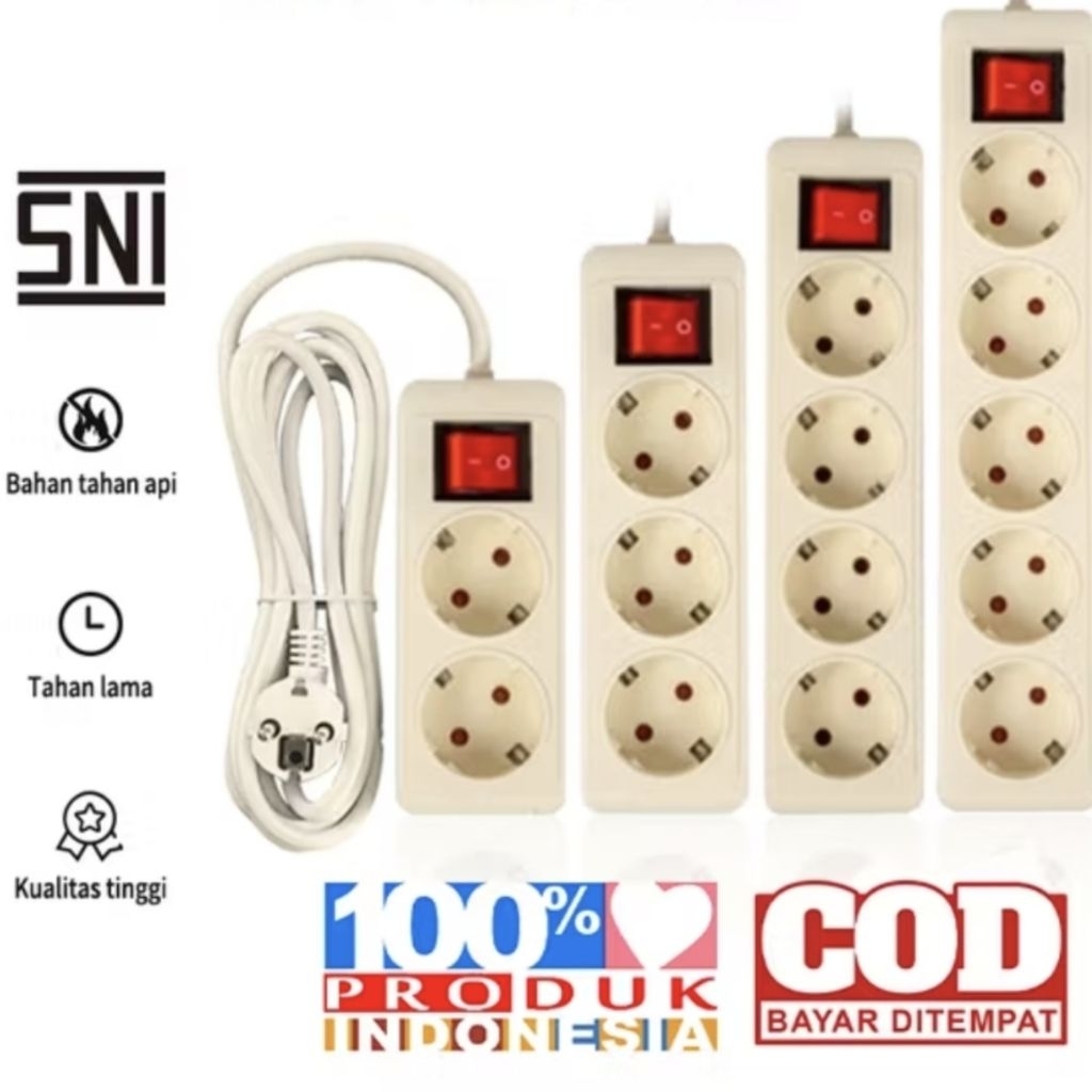 Stop Kontak Dan Kabel Cok Sambung SNI 2 3 4 5 Lubang Colokan Listrik 3m 5m 10m 3 5 10 Meter Stopkont