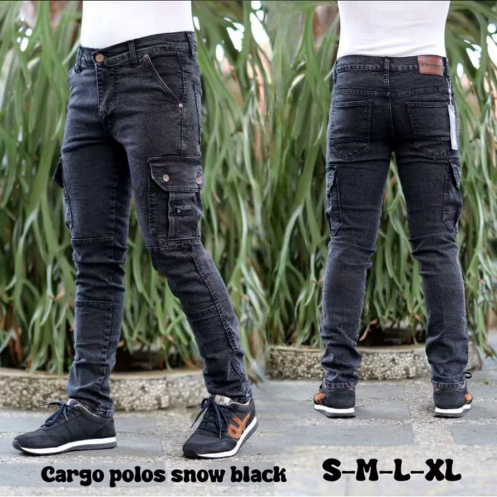 CELANA CARGO JEANS PRIA JUMBO PANJANG SLIM FIT